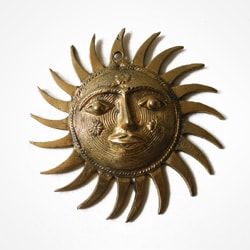 Sasha-brass-sun-250 Brass dhokra sun medallion created by Sasha